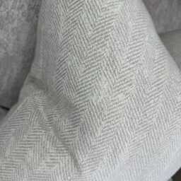 Herringbone Cushion Cover, Ivory Grey Woven Pillow Cover For Sofa Bed -Furnishing Durable Designer Fabric Worldwide Shipping - Double Sided - thumbnail 4