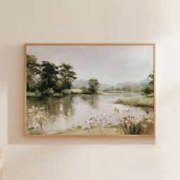 Green Lake Poster, Botanical Landscape Print, Nature Wall Art, Paper - thumbnail 1