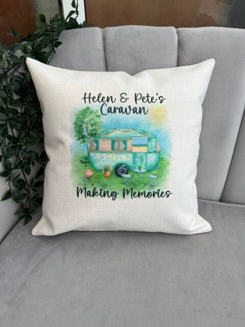 Personalised Caravan Cushion Camper Camping Gift Family Cushion - image 1
