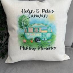 Personalised Caravan Cushion Camper Camping Gift Family Cushion - thumbnail 2