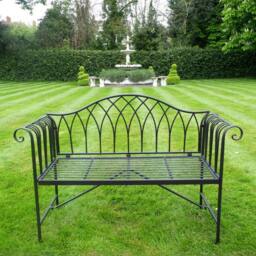 Decorative Black Metal Garden Bench - Patio - thumbnail 3