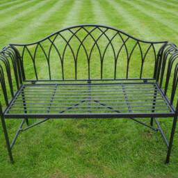 Decorative Black Metal Garden Bench - Patio - thumbnail 4
