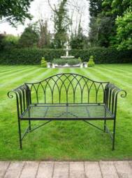 Decorative Black Metal Garden Bench - Patio - thumbnail 1