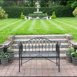 Decorative Black Metal Garden Bench - Patio - thumbnail 2
