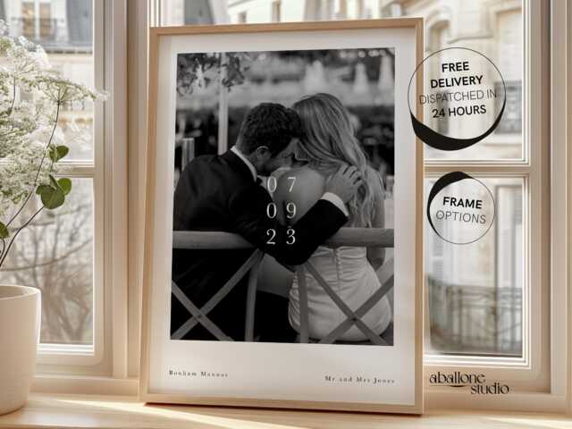 Personalised Date Photo Print Custom 1st Anniversary Gift Paper Sentimental Wedding Engagement Photo Gift New Home - image 1