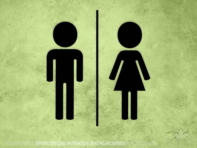 Restroom Decal, Men Women Bathroom, Toilet Sign, Bathroom Sign, Male Female Restroom, Vinyl Sticker & Wall Decals - image 1