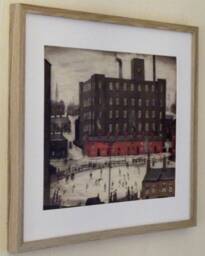 L.s. Lowry Art Print - Cricket Match Oak Finish Frame With Mount & Textured Image
