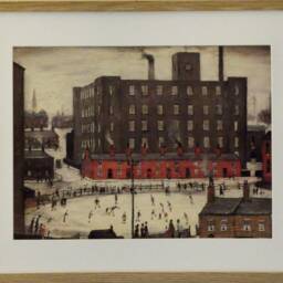 L S Lowry Art Print - Cricket Match Light Oak Finish Frame With White Mount & Textured Image - thumbnail 2