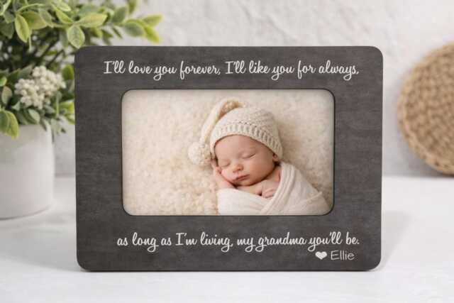 Grandma Gift Picture Frame Love You Forever Personalized Baby Photo From Grandchild Custom Keepsake Idea - image 1