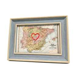 Madrid Heart Map - Custom Gift Spain Anniversary Framed Wedding Vintage Print Of With Hand-Embroidered - thumbnail 2
