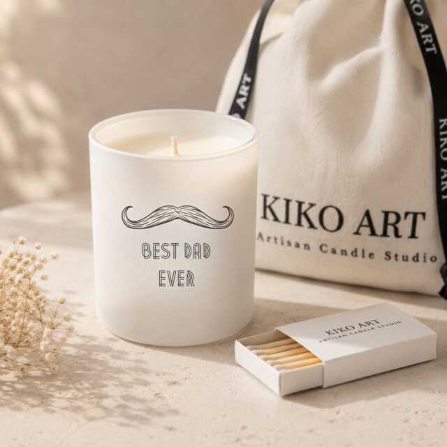 Best Dad Ever Candle 150G Personalised White Matt Engraved Custom Scent Father's Day Gift For Him - image 1