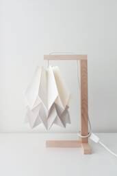 Paper Lamp Shade - Table Polar White With Light Grey Stripe Wooden Structure