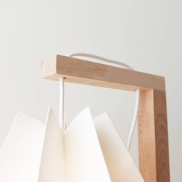 Paper Lamp Shade - Table Polar White With Light Grey Stripe Wooden Structure - thumbnail 2