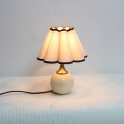 Handmade Scallop Fabric Table Lamp Light Wheat Color Ceramic Base-5# - thumbnail 4