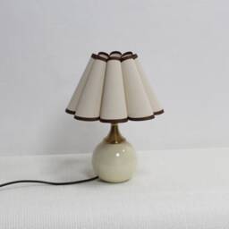 Handmade Scallop Fabric Table Lamp Light Wheat Color Ceramic Base-5# - thumbnail 3