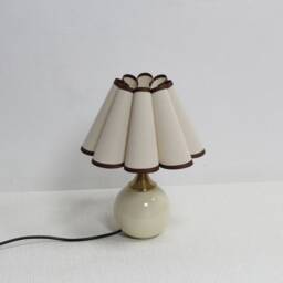Handmade Scallop Fabric Table Lamp Light Wheat Color Ceramic Base-5# - thumbnail 1