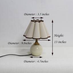 Handmade Scallop Fabric Table Lamp Light Wheat Color Ceramic Base-5# - thumbnail 2