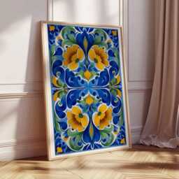 Folk Art Wall Print, Scandinavian Floral Poster, Boho Botanical Art, Colorful Modern Home Decor - thumbnail 2