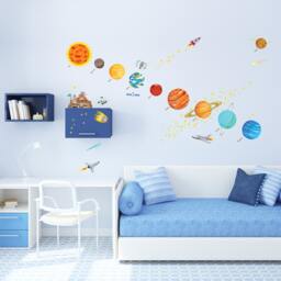 Decowall Solar System Wall Art Prints - Space Planets Rocket Stickers For Kids Room Or Playroom Decor - Ds9-1501S - thumbnail 3