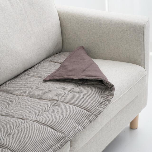 Quilted Sofa Seat Protector, Linen Couch Slipcover For Pets, Minimal Style Topper, Reversible Sectional Mat - image 1