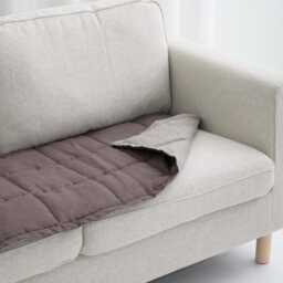 Quilted Sofa Seat Protector, Linen Couch Slipcover For Pets, Minimal Style Topper, Reversible Sectional Mat - thumbnail 2