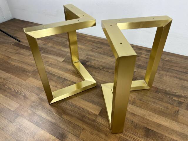 Brass Dining Table Legs - Set Of 2 , Solid Bracket 28 - image 1
