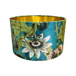 Clarke Drum Lampshade Passiflora Kingfisher Blue Velvet Floral Table Lamp Shade 15cm - 40cm - thumbnail 3