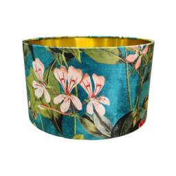 Clarke Drum Lampshade Passiflora Kingfisher Blue Velvet Floral Table Lamp Shade 15cm - 40cm - thumbnail 2