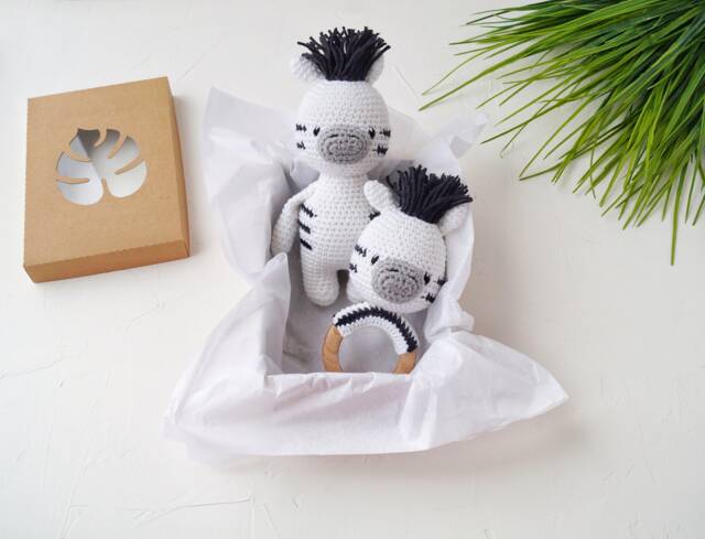 Zebra Baby Gift Box For Safari Shower, Gender Neutral Set Mom To Be, Shower - image 1
