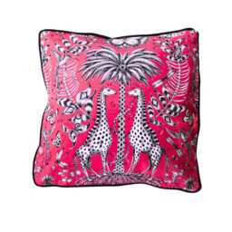 Clarke & Giraffe Safari Pink Cotton Cushion Cover - thumbnail 1