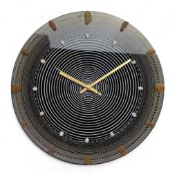 Sea Glass Wall Clock Hand-Painted Black Gold Spiral Decor - thumbnail 2