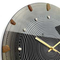 Sea Glass Wall Clock Hand-Painted Black Gold Spiral Decor - thumbnail 3