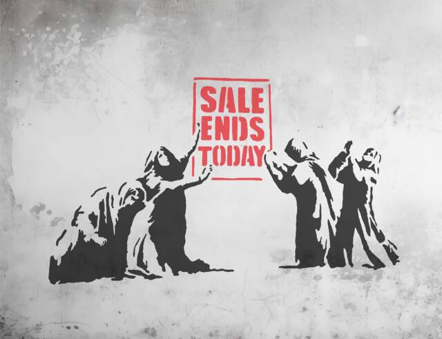 Reusable Banksy Sale Ends Stencil - Wall Art Home Decor Graffiti Art. Various Size Options Available A6, A5, A4, A3, A2 - image 1
