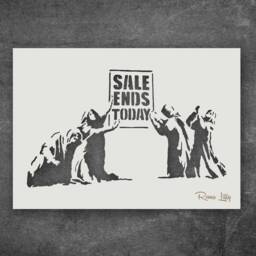Reusable Banksy Sale Ends Stencil - Wall Art Home Decor Graffiti Art. Various Size Options Available A6, A5, A4, A3, A2 - thumbnail 3