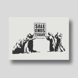 Reusable Banksy Sale Ends Stencil - Wall Art Home Decor Graffiti Art. Various Size Options Available A6, A5, A4, A3, A2 - thumbnail 2