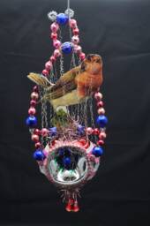 Vintage Christmas Ornament With Dresden Trims, Victorian Die Cuts & Mercury Glass Beads