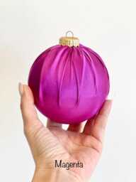 Handmade Magenta Satin Christmas Ball Ornament