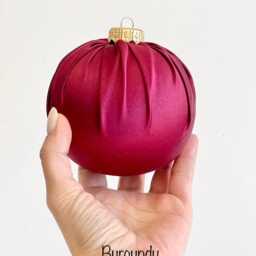Handmade Magenta Satin Christmas Ball Ornament - thumbnail 2