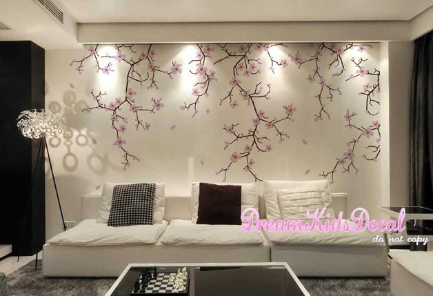 Cherry Blossom Tree Branch Wall Decal, Floral Nursery Decor - image 1