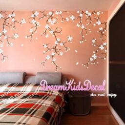 Cherry Blossom Tree Branch Wall Decal, Floral Nursery Decor - thumbnail 3