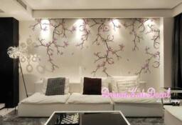Cherry Blossom Tree Branch Wall Decal, Floral Nursery Decor - thumbnail 1
