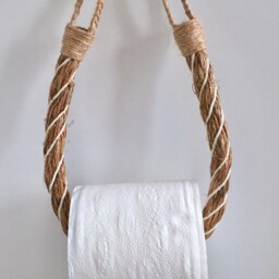 Rustic Manila Rope Toilet Paper Holder Nautical Bathroom Decor - thumbnail 3