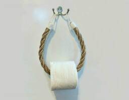 Rustic Manila Rope Toilet Paper Holder Nautical Bathroom Decor