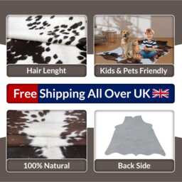 Black & White Cowhide Rug Natural Hair-On Leather - 43x46 Inches - thumbnail 4