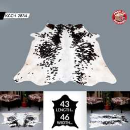 Black & White Cowhide Rug Natural Hair-On Leather - 43x46 Inches - thumbnail 2