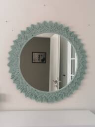 Green Large Macrame Mirror, Boho Wall Decor, Natural Modern Living Room Decor, Housewarming & Birthday Gift, Express Shipping