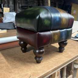 Real Leather Striped Footstool - Any 4 Colours You Like - thumbnail 2