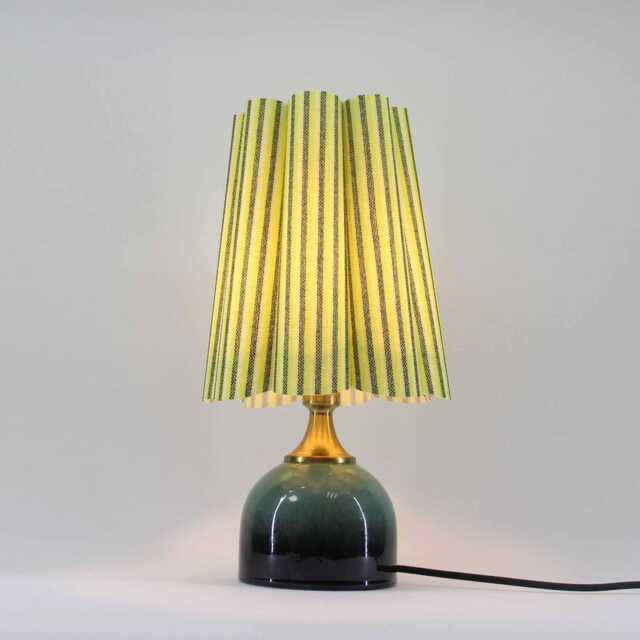 Handmade Lemon Green Striped Lamp Ceramic Base Accent Lamp-119# - image 1