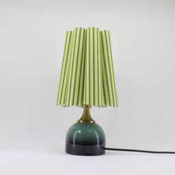 Handmade Lemon Green Striped Lamp Ceramic Base Accent Lamp-119# - thumbnail 3