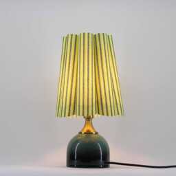 Handmade Lemon Green Striped Lamp Ceramic Base Accent Lamp-119# - thumbnail 4